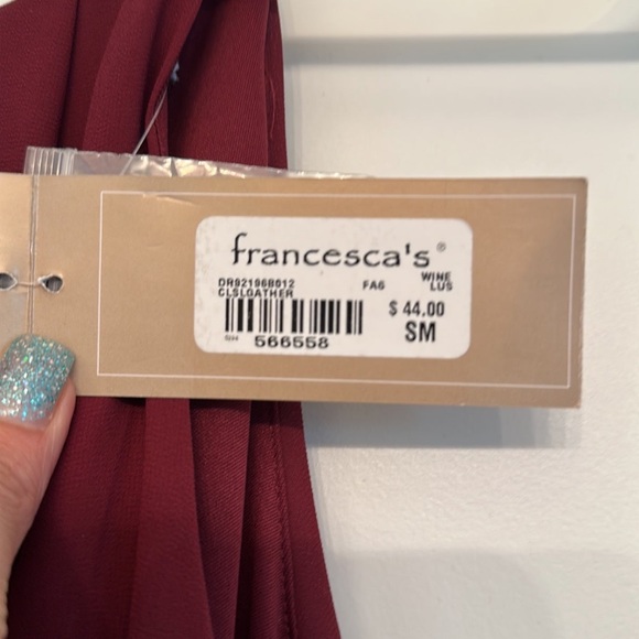 NWT Francesca’s Burgundy Dress size Small - Picture 2 of 5